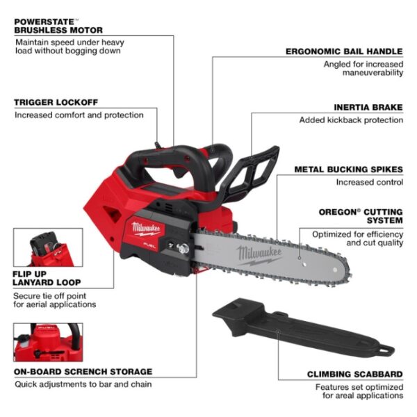 Milwaukee 2826-20C M18 FUEL 12" Top Handle Chainsaw - Tool Only
