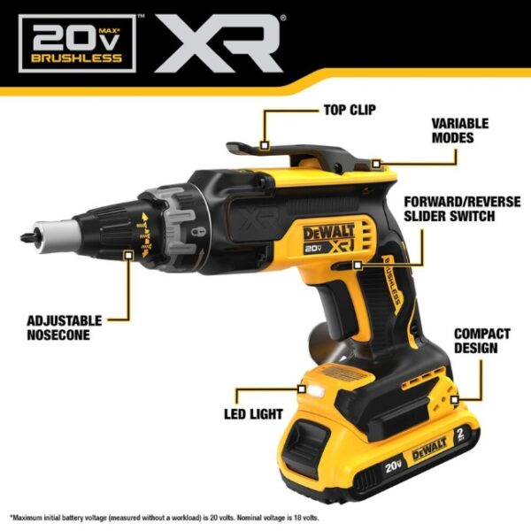 DeWalt DCF630D2 20V MAX XR Brushless Drywall Screwgun Kit