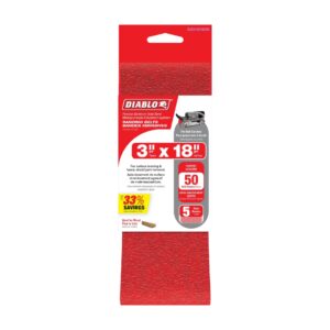 Diablo DCB318050S05G 3" x 18" 50-Grit Sanding Belt 5-Pack