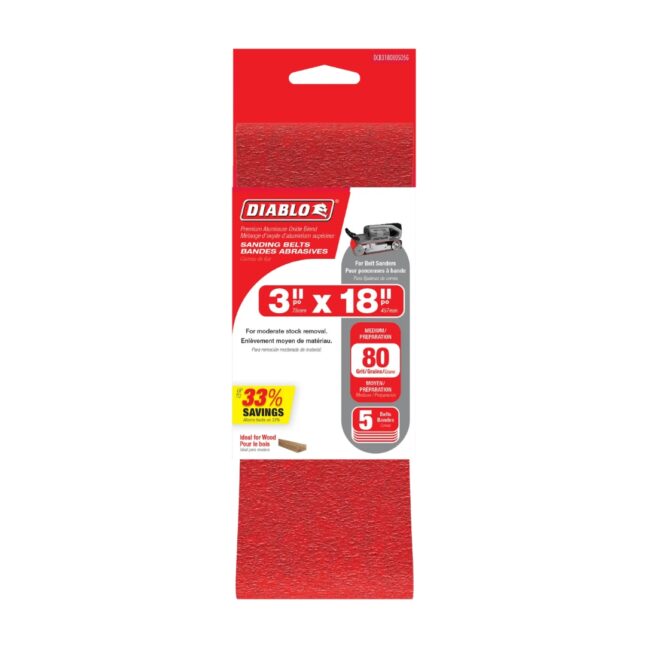 Diablo DCB318080S05G 3" x 18" 80-Grit Sanding Belt 5-Pack