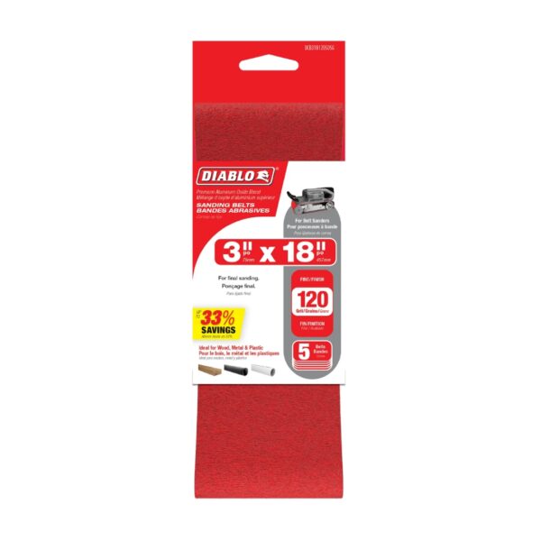 Diablo DCB318120S05G 3" x 18" 120-Grit Sanding Belt 5-Pack