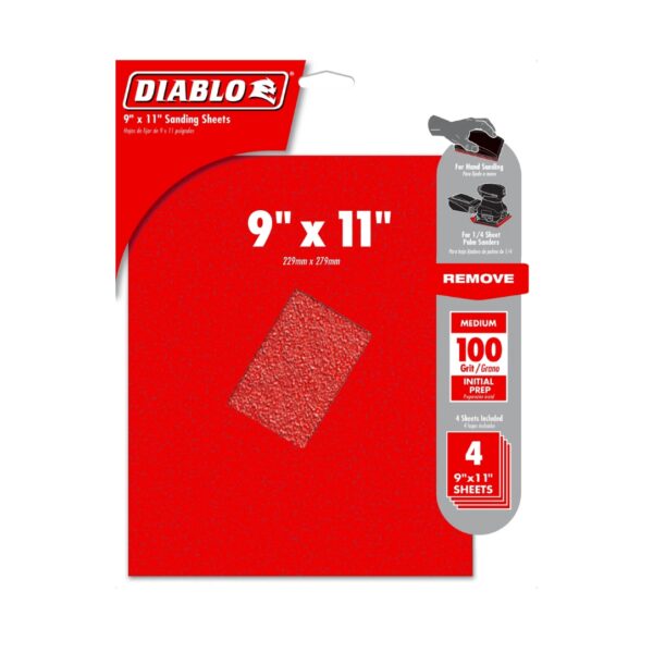 Diablo DCS911100S04G 9" x 11" 100-Grit Sanding Sheet 4-Pack