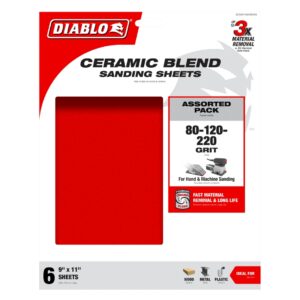 Diablo DCS911ASTS06G 9" x 11" Sanding Sheet Assorted Pack 6-Pack
