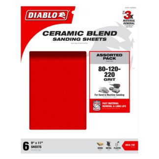 Diablo DCS911ASTS06G 9" x 11" Sanding Sheet Assorted Pack 6-Pack