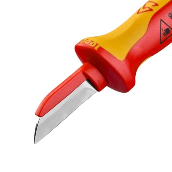 Knipex 9854 7-1/2" Cable Knife with Plastic Coated Back of Blade - VDE 1000V Insulated