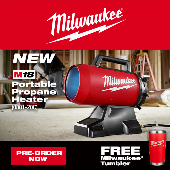 Milwaukee 0801-20C M18 70,000 BTU Forced Air Propane Heater-Tool Only - BC  Fasteners u0026 Tools