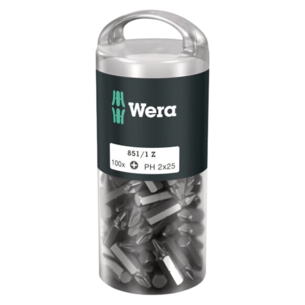 Wera 072441 851/1 Z DIY 1/4" Drive Phillips Insert Bit PH2 x 25mm 100-Pack