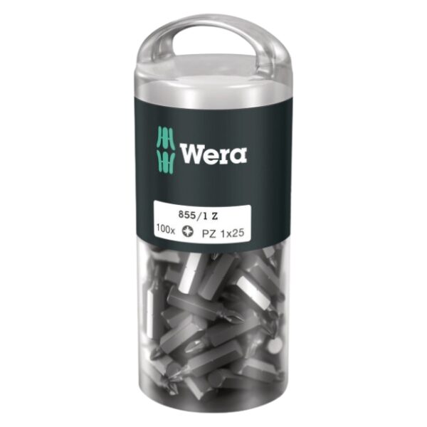 Wera 072443 855/1 Z DIY 1/4" Drive Pozidriv Insert Bit PZ1 x 25mm 100-Pack