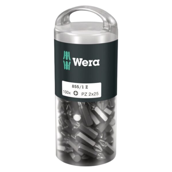 Wera 072444 855/1 Z DIY 1/4" Drive Pozidriv Insert Bit PZ2 x 25mm 100-Pack