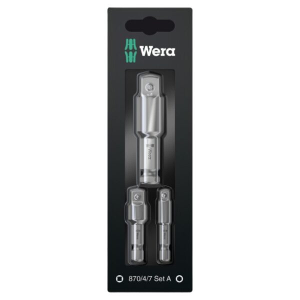 Wera 073200 870/4/7 Set A SB Socket Adaptor Set 3-Piece
