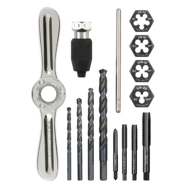 Milwaukee 49-22-5602 SAE Tap and Die Set with HEX-LOK 2-in-1 Handle 15-Piece Milwaukee 49-22-5602 SAE Tap and Die Set with HEX-LOK 2-in-1 Handle 15-Piece