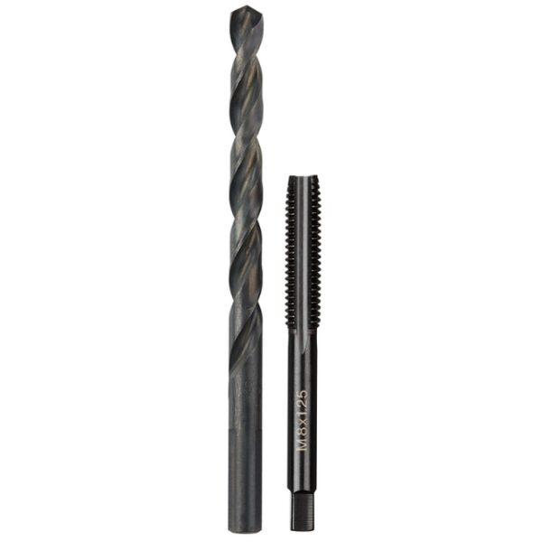 Milwaukee 49-57-5543 M8-1.25mm Straight Flute Plug Tap and #H Drill Bit Milwaukee 49-57-5543 M8-1.25mm Straight Flute Plug Tap and #H Drill Bit