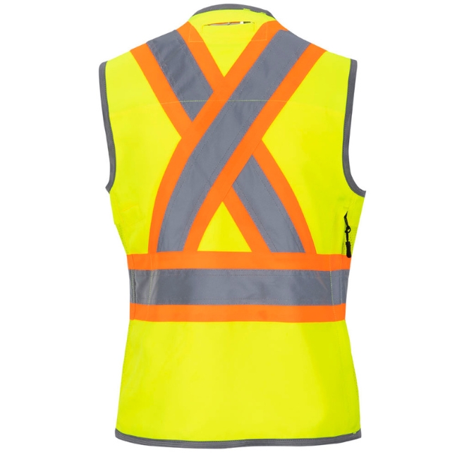 Pioneer Hi Vis Women's Surveyor Safety Vest – Class 3, 15 Pockets, Water-Repellent, Orange, ANSI/ISEA Compliant