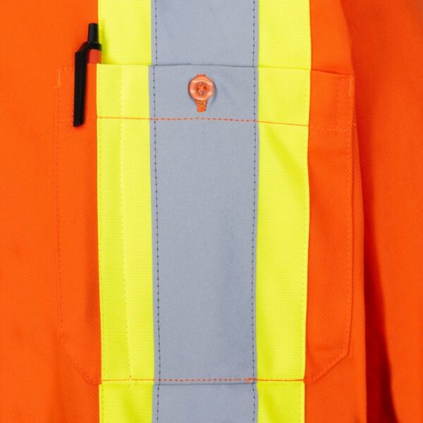 Pioneer 4441W V2121250 Women's Hi-Viz Cotton Button-Up Long Sleeved Safety Shirt  - Orange