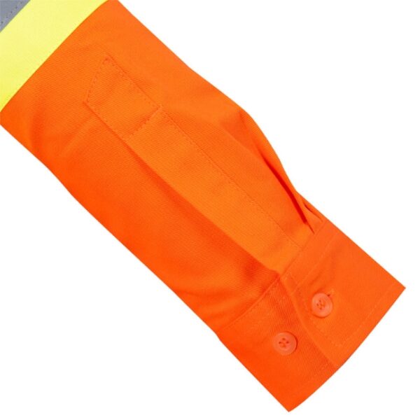 Pioneer 4441W V2121250 Women's Hi-Viz Cotton Button-Up Long Sleeved Safety Shirt  - Orange