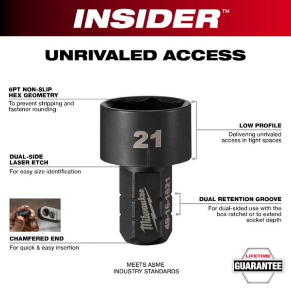 Milwaukee 49-16-1647 INSIDER Box Ratchet 6-Point Socket - 11/16"