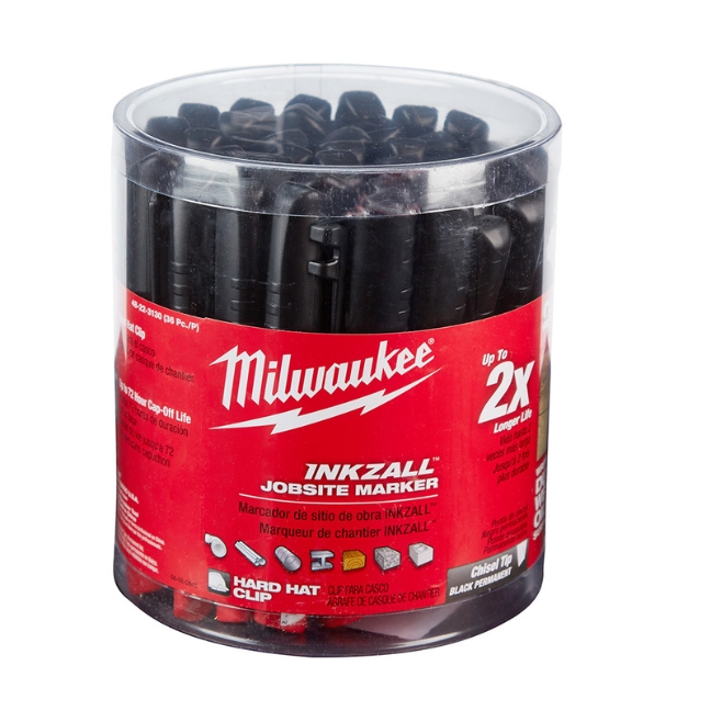 Milwaukee 48-22-3130 INKZALL Black Chisel Tip Marker 36-Pack