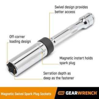 GearWrench 3927D 3/8" Drive 6-Point 4" Magnetic Swivel Spark Plug Socket - 5/8"