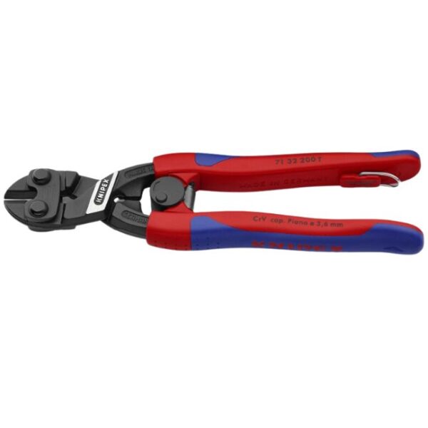 Knipex 7132200TBKA 8" COBOLT High Leverage Compact Bolt Cutter - Notched Blade - Tether Point