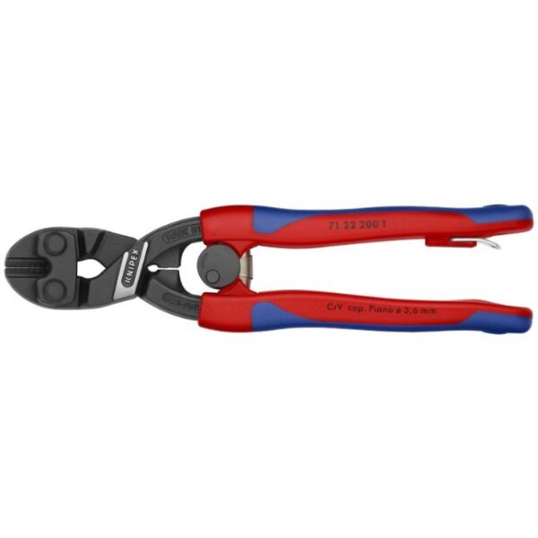 Knipex 7122200TBKA 8" COBOLT High Leverage 20° Angled Compact Bolt Cutters - Tether Point