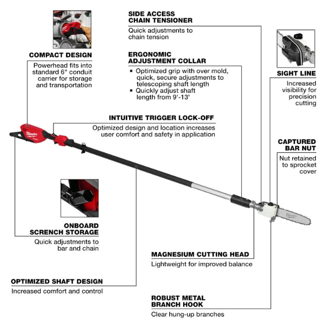 Milwaukee 301320 M18 FUEL Telescoping Pole Saw Tool Only BC