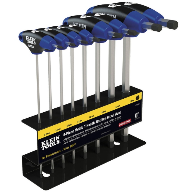 Klein JTH98M 9" Metric T-Handle Hex Key Set with Stand 8-Piece