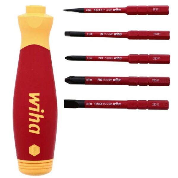 Wiha 28345 POCKETMAX SLIMLINE Insulated Multi-Driver SL/PH/SQ 7-Piece