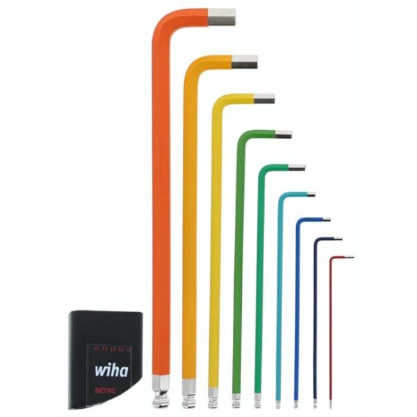 Wiha 66980 Colour Coded Ball End Metric Hex L-Key Set 9-Piece