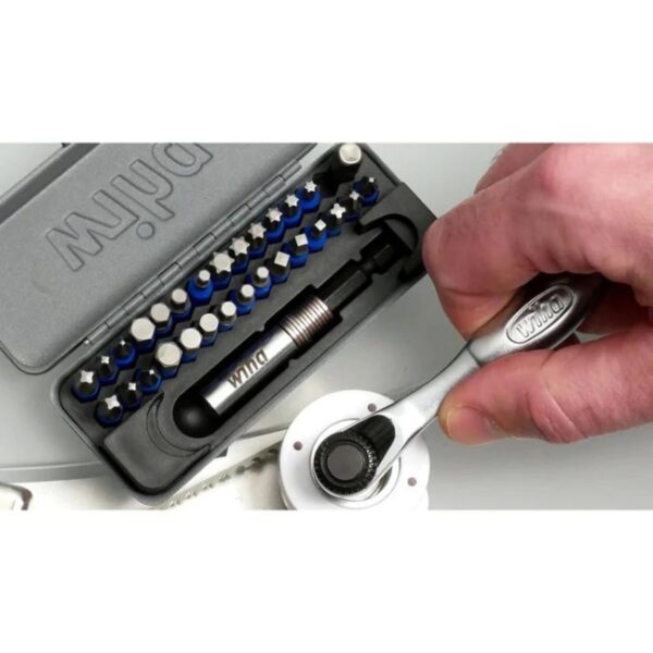 Wiha 76889 TERMINATOR BLUE 1/4" Drive Ratchet and Driver Bit Set 32-Piece