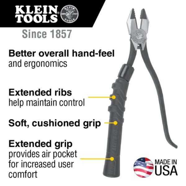 Klein M2017CSTA 9" Slim-Head Ironworker's Pliers with Aggressive Knurl