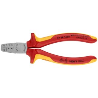 Knipex 9768145A 5-3/4" Crimping Pliers for Wire Ferrules VDE 1000V Insulated