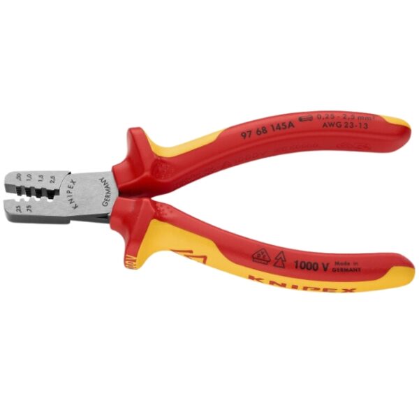 Knipex 9768145A -2 Knipex 9768145A 5-3/4" Crimping Pliers for Wire Ferrules VDE 1000V Insulated