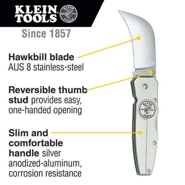 Copy of 648x648 (2).pdf - 2023-10-03T091155.594 Klein 44006 Lockback Knife with 2-5/8″ Hawkbill Blade and Silver Aluminum Handle