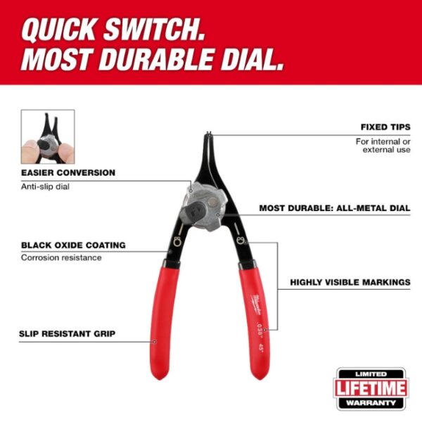 Milwaukee 48-22-6533 0.047" 18° Convertible Snap Ring Pliers