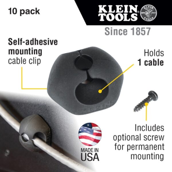 Klein 450-400 Single Slot Self-Adhesive Cable Mounting Clips 10-Pack