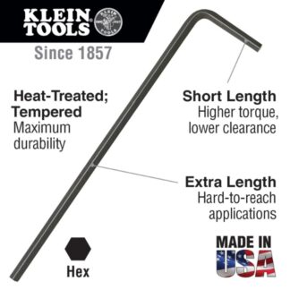 Klein LL10 5/32" SAE Long Arm Hex Key 5-Pack
