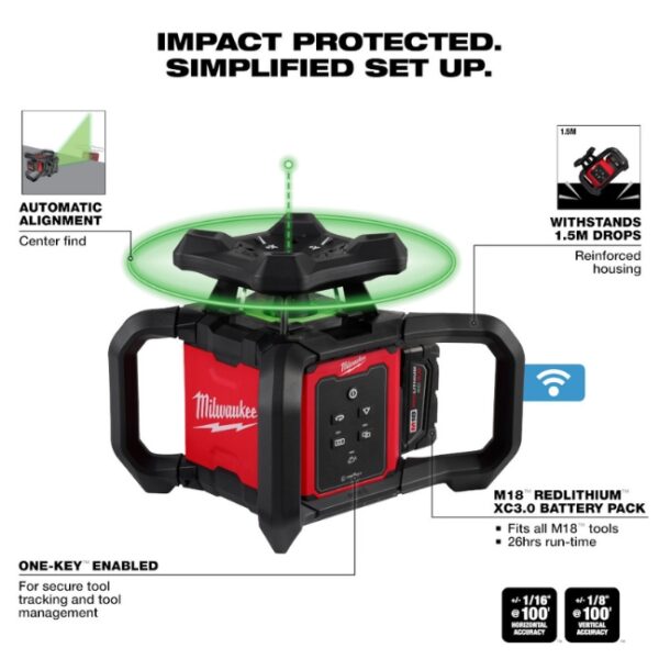 Copy of 648x648 (2).pdf - 2023-10-10T092053.160 Milwaukee 3702-21 M18 Green Interior Rotary Laser Level Kit with Receiver, Remote and Wall Mount Bracket