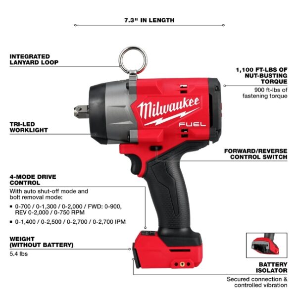 Milwaukee 3010-22 M18 FUEL 3/8" Drive Mid Torque and 1/2" Drive High Torque Impact Wrench Automotive Combo Kit