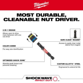 Milwaukee 49-66-4543 SHOCKWAVE IMPACT DUTY 516” and 38” x 2-12” QUIK-CLEAR 2-in-1 Magnetic Nut Driver (2)