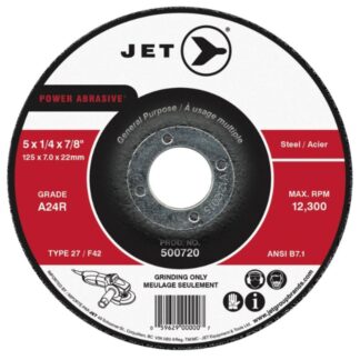 JET 500712 A24R Power Abrasive T27 Grinding Wheel 4x1/4x5/8"