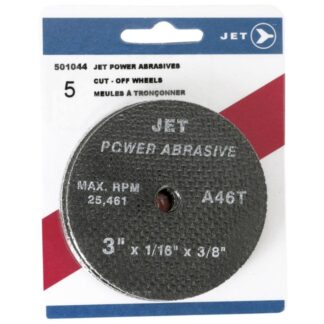 JET 501044 A60T Power Abrasive T1 Cut-Off Wheel 3x1/16x3/8" 5-Pack