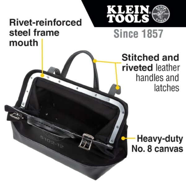 Klein 510212BLK 12" Black Canvas Tool Bag