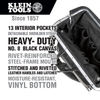 Klein 510216SPBLK 16 Black Deluxe Canvas Tool Bag (1)
