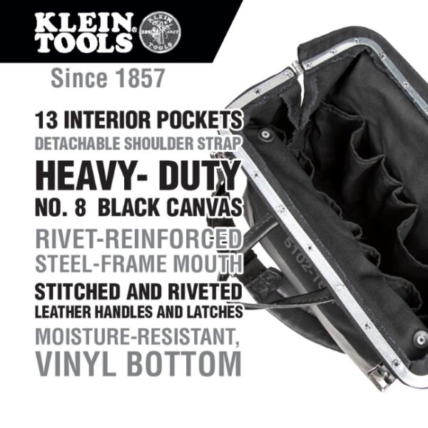 Klein 510218SPBLK 18" Black Deluxe Canvas Tool Bag