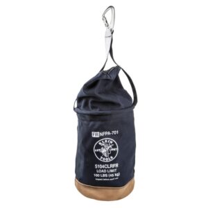 Klein 5104CLRFR 12" Flame Resistant Canvas Bucket with Closing Top