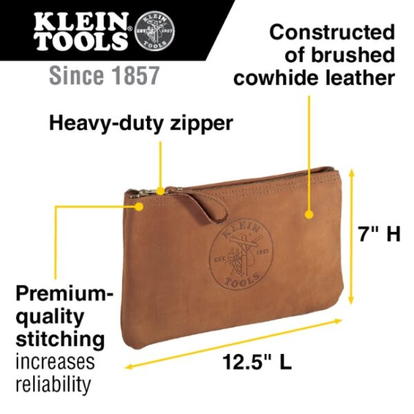 Klein 5139L 12-1/2" Top-Grain Leather  Zipper Bag