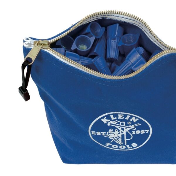 Klein 5539BLU 10 x 8 x 3-12 Blue Canvas Tool Pouch with Zipper (2) Klein 5539BLU 10" x 8" x 3-1/2" Blue Canvas Tool Pouch with Zipper