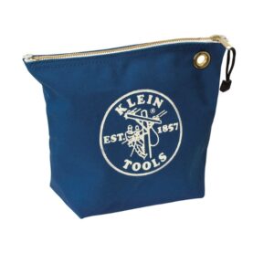 Klein 5539BLU 10" x 8" x 3-1/2" Blue Canvas Tool Pouch with Zipper