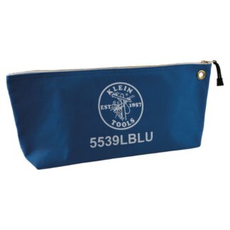Klein 5539LBLU 18" x 8" x 3-1/2" Large Blue Canvas Tool Pouch with Zipper