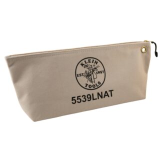 Klein 5539LNAT 18" x 8" x 3-1/2" Large Natural Canvas Tool Pouch with Zipper